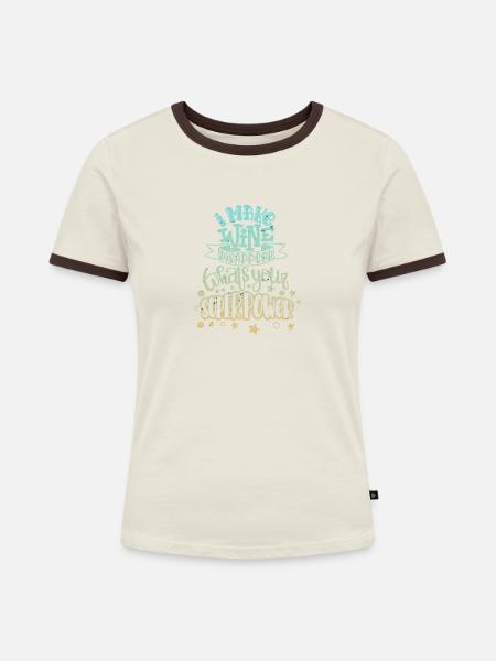 Wein verschwinden lassen - Frauen Kontrast-T-Shirt - Off-White/Dunkelbraun