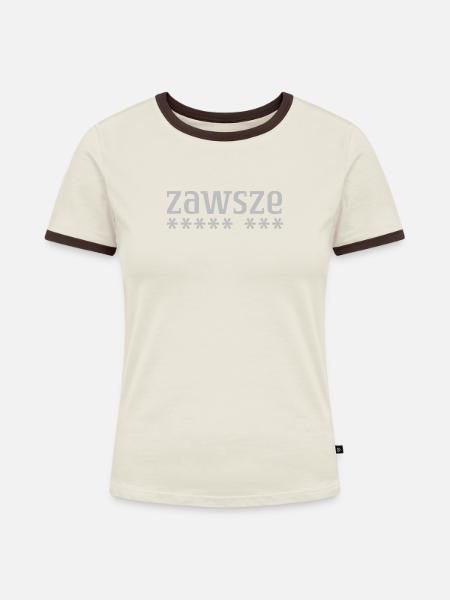 Anti-PIS - Frauen Kontrast-T-Shirt - Off-White/Dunkelbraun