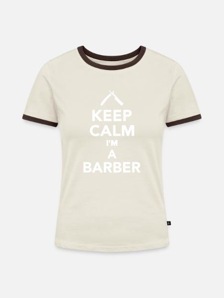 Barbier - Frauen Kontrast-T-Shirt - Off-White/Dunkelbraun