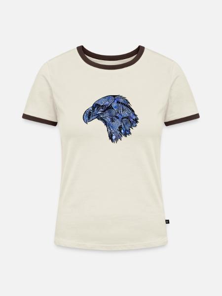 Adler - Frauen Kontrast-T-Shirt - Off-White/Dunkelbraun