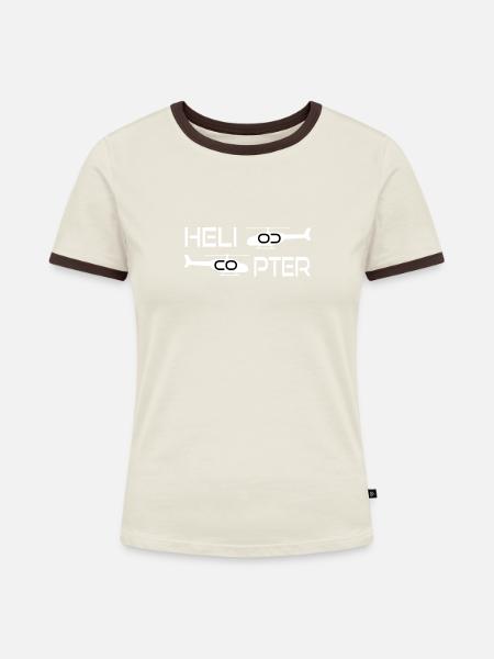 Helicopter und Hubschrauber - Frauen Kontrast-T-Shirt - Off-White/Dunkelbraun