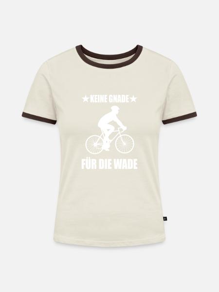 Fahrrad - Frauen Kontrast-T-Shirt - Off-White/Dunkelbraun