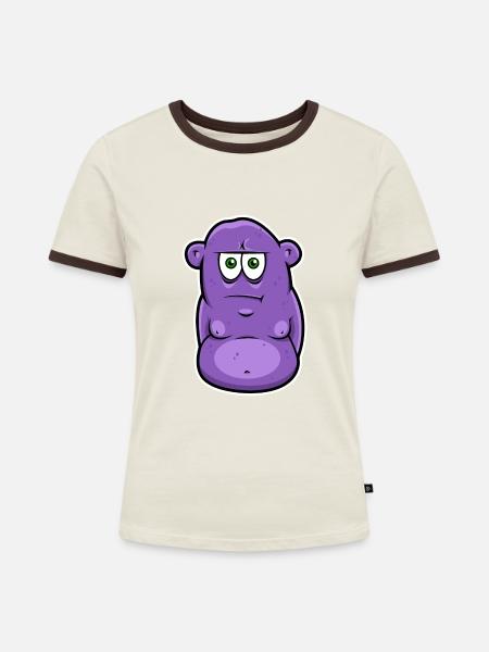 Ernstes Monster - Frauen Kontrast-T-Shirt - Off-White/Dunkelbraun