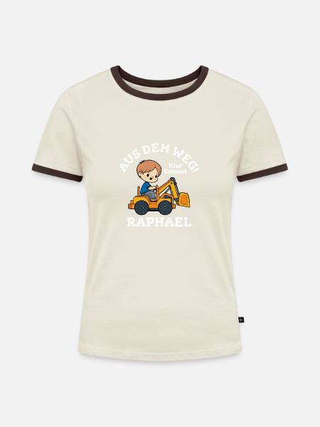 Raphael Vorname Bagger - Frauen Kontrast-T-Shirt - Off-White/Dunkelbraun
