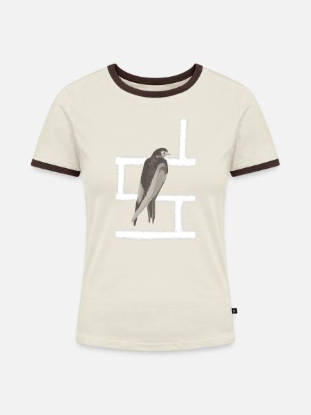 Mauersegler - Frauen Kontrast-T-Shirt - Off-White/Dunkelbraun