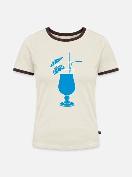 Cocktail 2 - Frauen Kontrast-T-Shirt - Off-White/Dunkelbraun