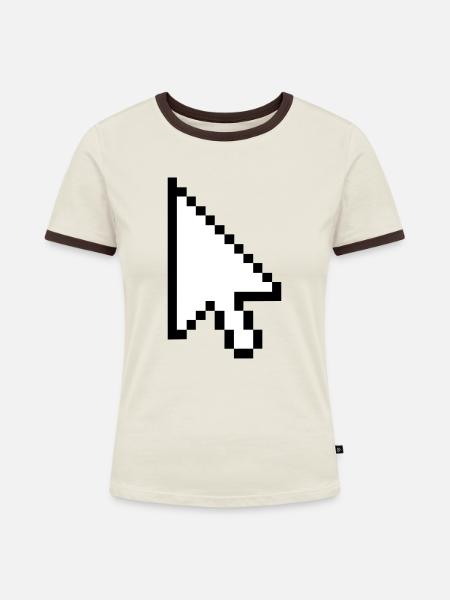 Pixel Mauszeiger - Frauen Kontrast-T-Shirt - Off-White/Dunkelbraun