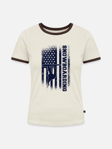 Snowboard Snowboarding Snowboardurlaub Snowboarder - Frauen Kontrast-T-Shirt - Off-White/Dunkelbraun