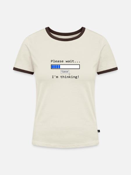 Ich denke nach - Frauen Kontrast-T-Shirt - Off-White/Dunkelbraun