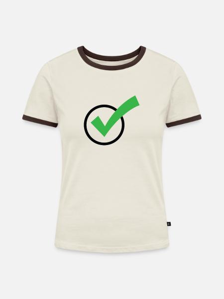 Ein Häkchen - Frauen Kontrast-T-Shirt - Off-White/Dunkelbraun