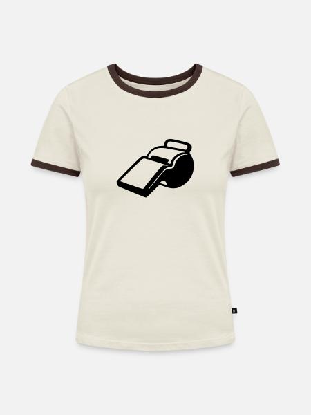 Pfeife - Fußball - Schiedsrichter - Frauen Kontrast-T-Shirt - Off-White/Dunkelbraun