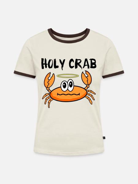 Heilige Krabbe - Frauen Kontrast-T-Shirt - Off-White/Dunkelbraun