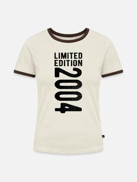limited edition 2004 - Frauen Kontrast-T-Shirt - Off-White/Dunkelbraun