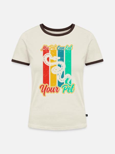 Schlangenbesitzer Schlangenliebhaber Schlangen - Frauen Kontrast-T-Shirt - Off-White/Dunkelbraun