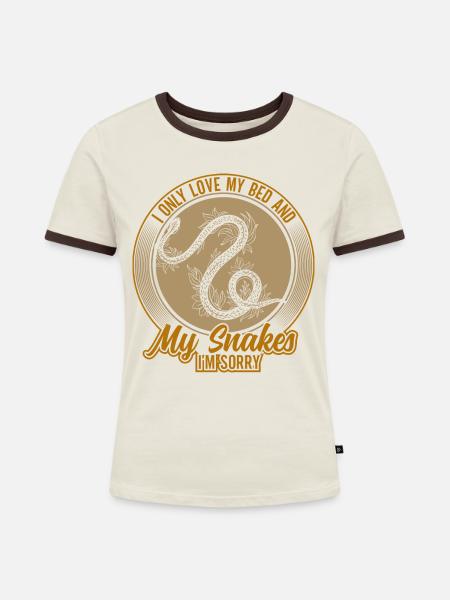 Schlangenbesitzer Schlangenliebhaber Schlangen - Frauen Kontrast-T-Shirt - Off-White/Dunkelbraun