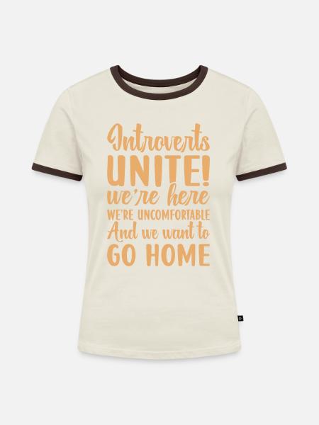 Introvertiert Schüchtern Antisozial - Frauen Kontrast-T-Shirt - Off-White/Dunkelbraun