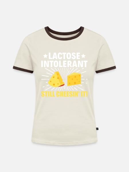 Lactose Intolerant - Still Cheesin' It - - Frauen Kontrast-T-Shirt - Off-White/Dunkelbraun