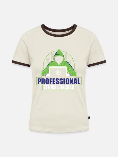 Professional Ethical Hacker - Ethical Hacker - Frauen Kontrast-T-Shirt - Off-White/Dunkelbraun