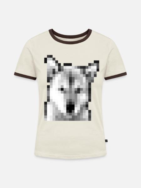 Jindo Mosaik - Frauen Kontrast-T-Shirt - Off-White/Dunkelbraun