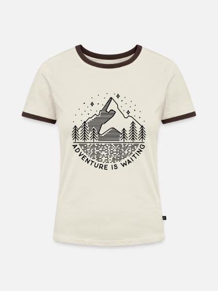 Abenteuerlust - Frauen Kontrast-T-Shirt - Off-White/Dunkelbraun