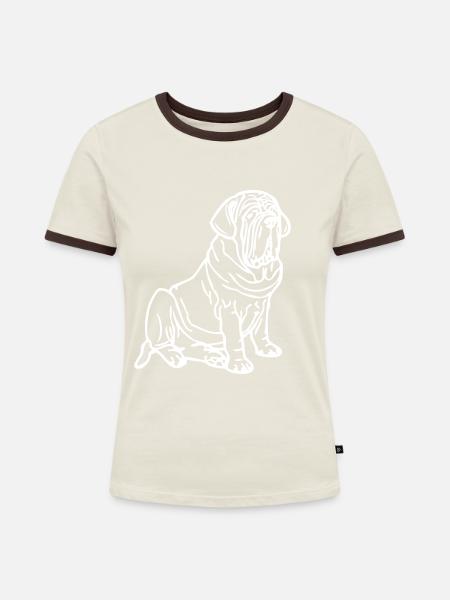 mastino © - www.dog-power.nl - Frauen Kontrast-T-Shirt - Off-White/Dunkelbraun