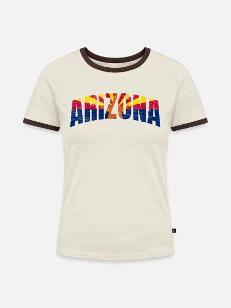 Arizona - Frauen Kontrast-T-Shirt - Off-White/Dunkelbraun