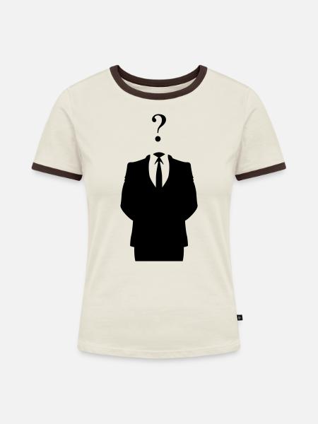 Anonymous - Frauen Kontrast-T-Shirt - Off-White/Dunkelbraun