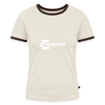 Timeline Filmemacher - Filmmaker Motiv - Frauen Kontrast-T-Shirt - Off-White/Dunkelbraun - Vorne - AI Model Female 172 dark (172cm)