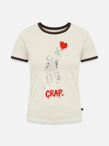 Skelettherz Brunnen Mist. - Frauen Kontrast-T-Shirt - Off-White/Dunkelbraun