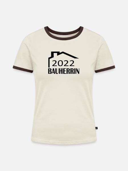 Bauherrin 1 - Frauen Kontrast-T-Shirt - Off-White/Dunkelbraun