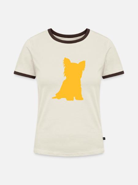 Yorkshire - Frauen Kontrast-T-Shirt - Off-White/Dunkelbraun
