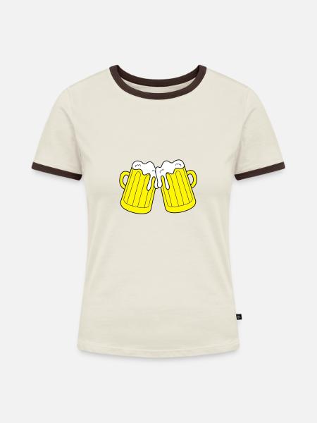 biergläser - Frauen Kontrast-T-Shirt - Off-White/Dunkelbraun