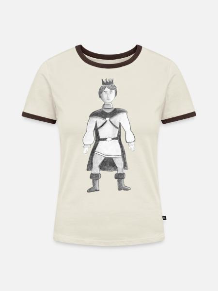 Prinz - Frauen Kontrast-T-Shirt - Off-White/Dunkelbraun