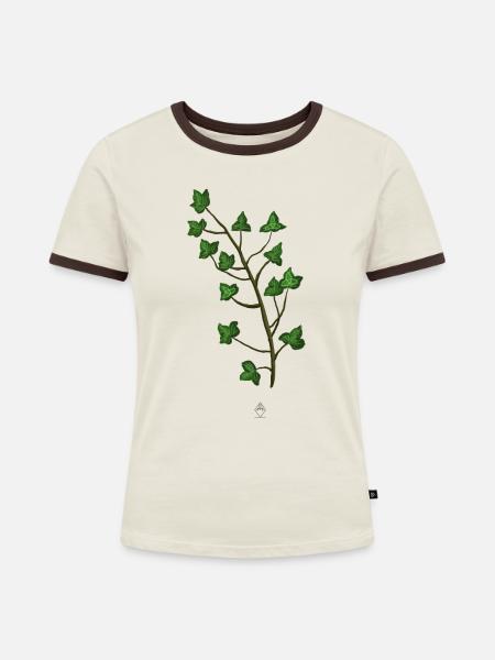 Efeu Trinity - Frauen Kontrast-T-Shirt - Off-White/Dunkelbraun