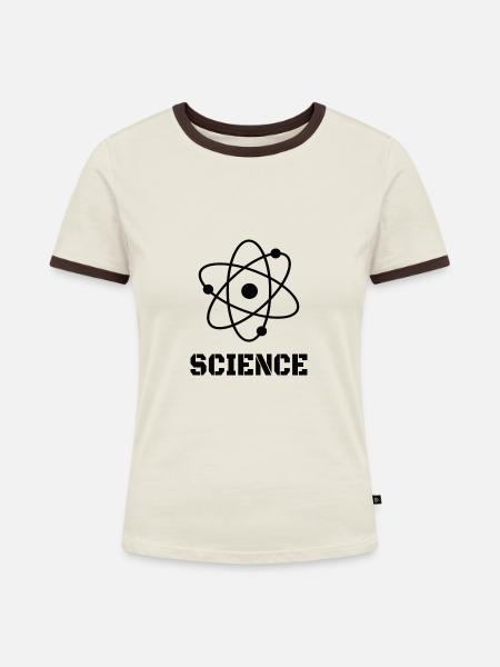 Physics: Science Atom - Frauen Kontrast-T-Shirt - Off-White/Dunkelbraun