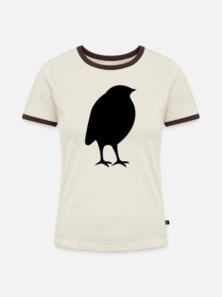 Vögelchen - Frauen Kontrast-T-Shirt - Off-White/Dunkelbraun
