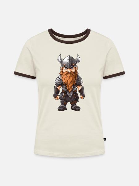Wikinger Valhalla Krieger Odin - Frauen Kontrast-T-Shirt - Off-White/Dunkelbraun