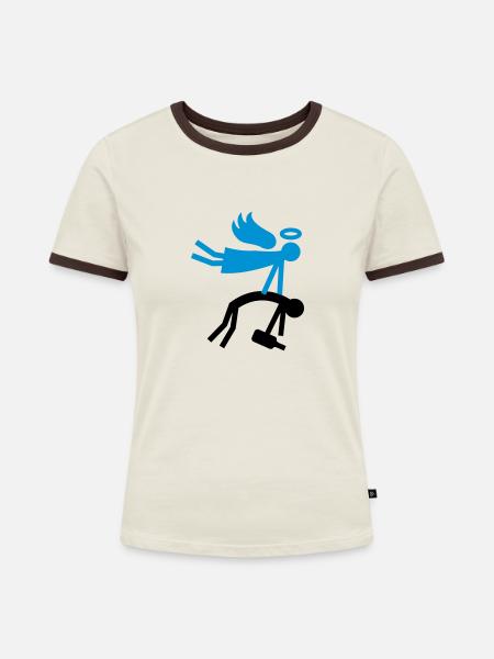 Schutzengel - Besoffen - Frauen Kontrast-T-Shirt - Off-White/Dunkelbraun