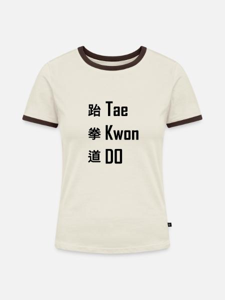 Tae kwon do - Frauen Kontrast-T-Shirt - Off-White/Dunkelbraun