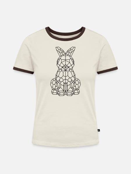 Osterhase geometrisch - Frauen Kontrast-T-Shirt - Off-White/Dunkelbraun