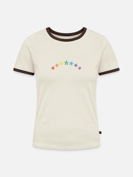 Sterne Regenbogen scribble - Frauen Kontrast-T-Shirt - Off-White/Dunkelbraun