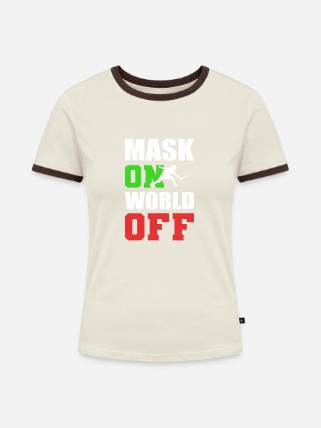 Tschüss Welt Schwertkämpfer Geschenk - Frauen Kontrast-T-Shirt - Off-White/Dunkelbraun