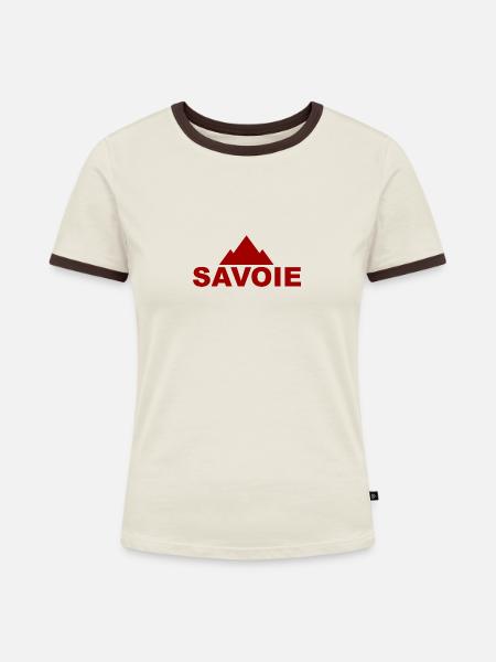 Savoyer Gebirge - Frauen Kontrast-T-Shirt - Off-White/Dunkelbraun