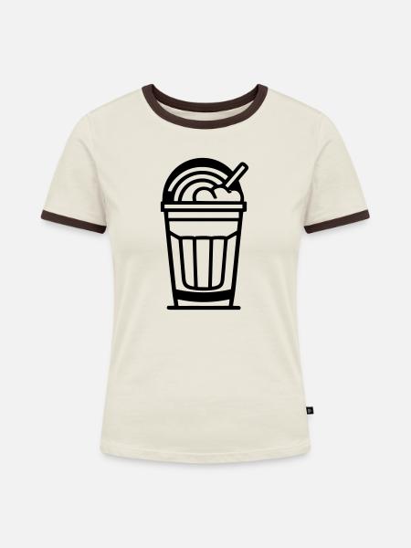 Milchshake - Frauen Kontrast-T-Shirt - Off-White/Dunkelbraun
