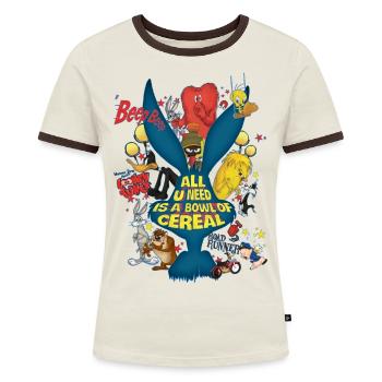 Looney Tunes All You Need Schatten - Frauen Kontrast-T-Shirt - Off-White/Dunkelbraun - Vorne - AI Model Female 172 dark (172cm)