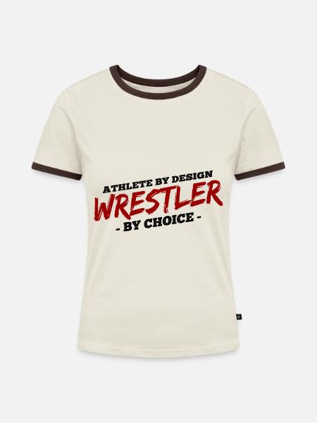 Grappling Martial Arts Wrestling - Frauen Kontrast-T-Shirt - Off-White/Dunkelbraun