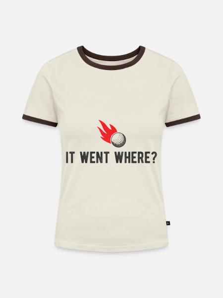 Golfplatz zum Golfen Golf - Frauen Kontrast-T-Shirt - Off-White/Dunkelbraun
