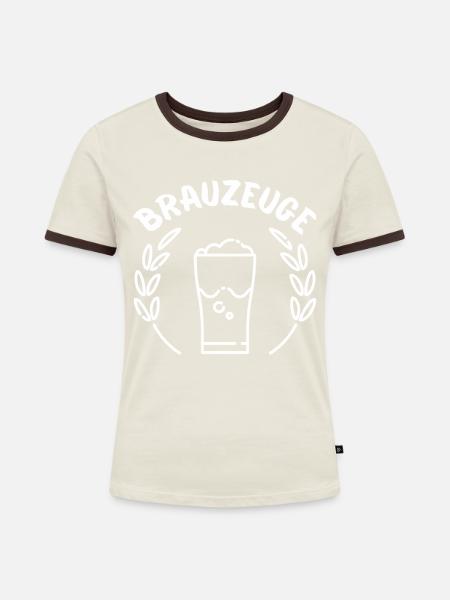 Brewware-biertrinker - Frauen Kontrast-T-Shirt - Off-White/Dunkelbraun