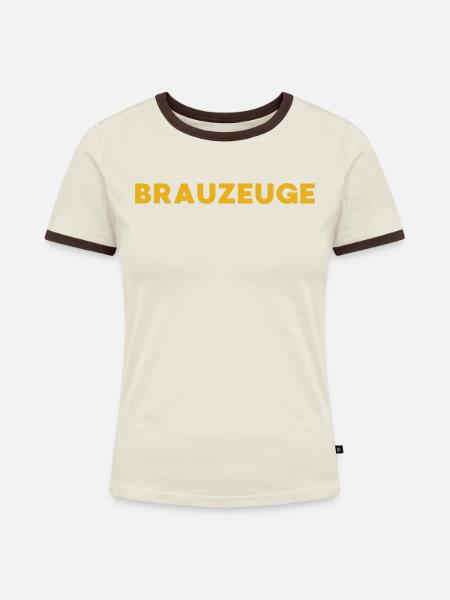 Brewware-biertrinker - Frauen Kontrast-T-Shirt - Off-White/Dunkelbraun