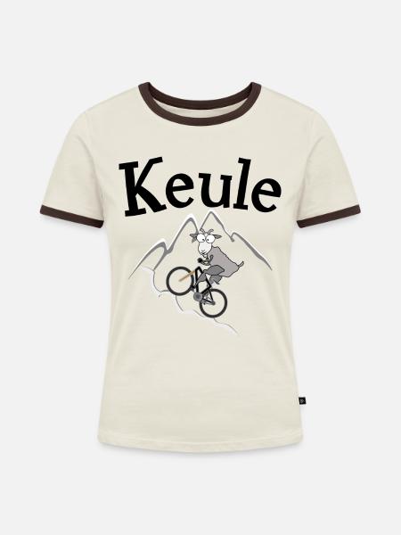 MTB Keule Bergziege - Frauen Kontrast-T-Shirt - Off-White/Dunkelbraun